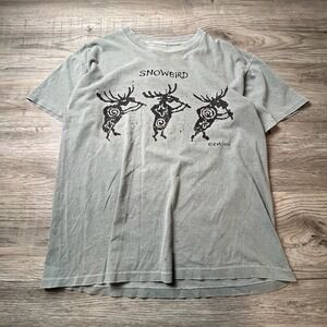 EMI Snowbird Moose Kokopelli T-Shirt Mens M Green Vintage 1994 Made in USA 90s